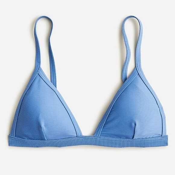 New J.Crew Ribbed Triangle Bikini Top in Blue Size 3X NWT - Picture 2 of 12